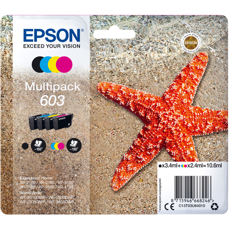 Epson 603 Tintenpatronen Multipack, cyan, gelb, magenta, schwarz