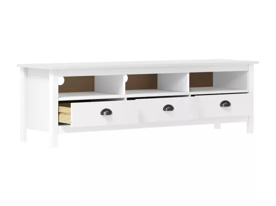 Meuble TV Hill Range Blanc 158x40x47 cm Bois de pin solide