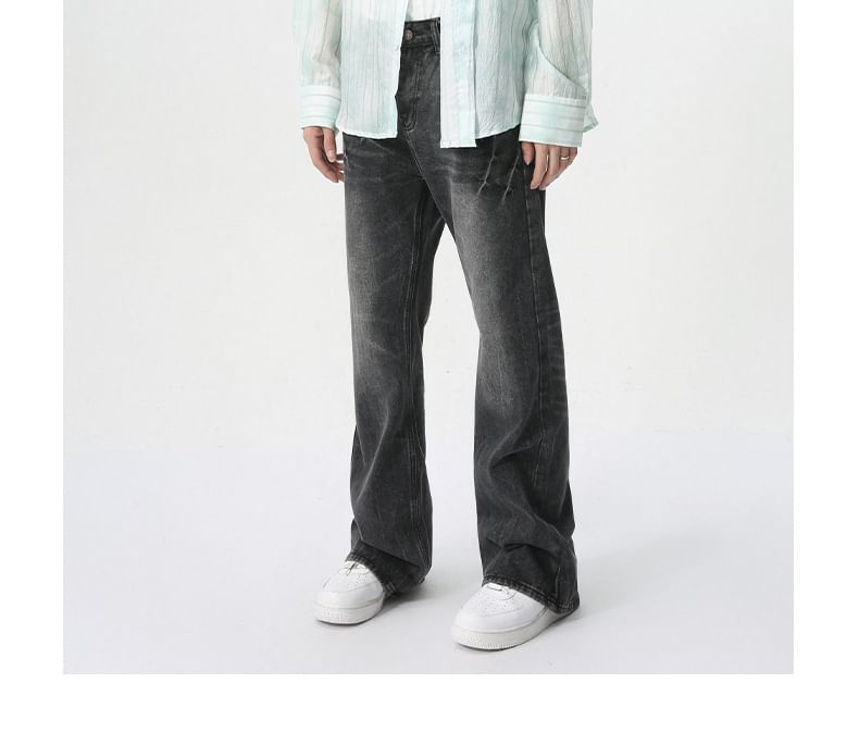 FAERIS - Mid Rise Washed Flared Jeans