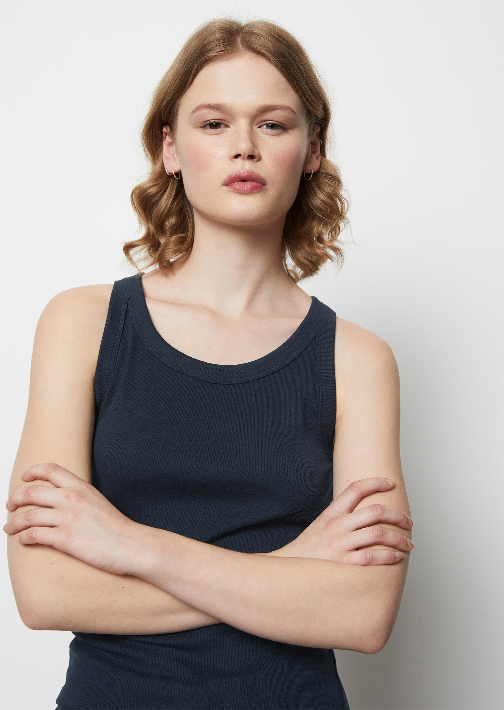Tanktop slim aus geripptem Bio-Baumwolle-Stretch