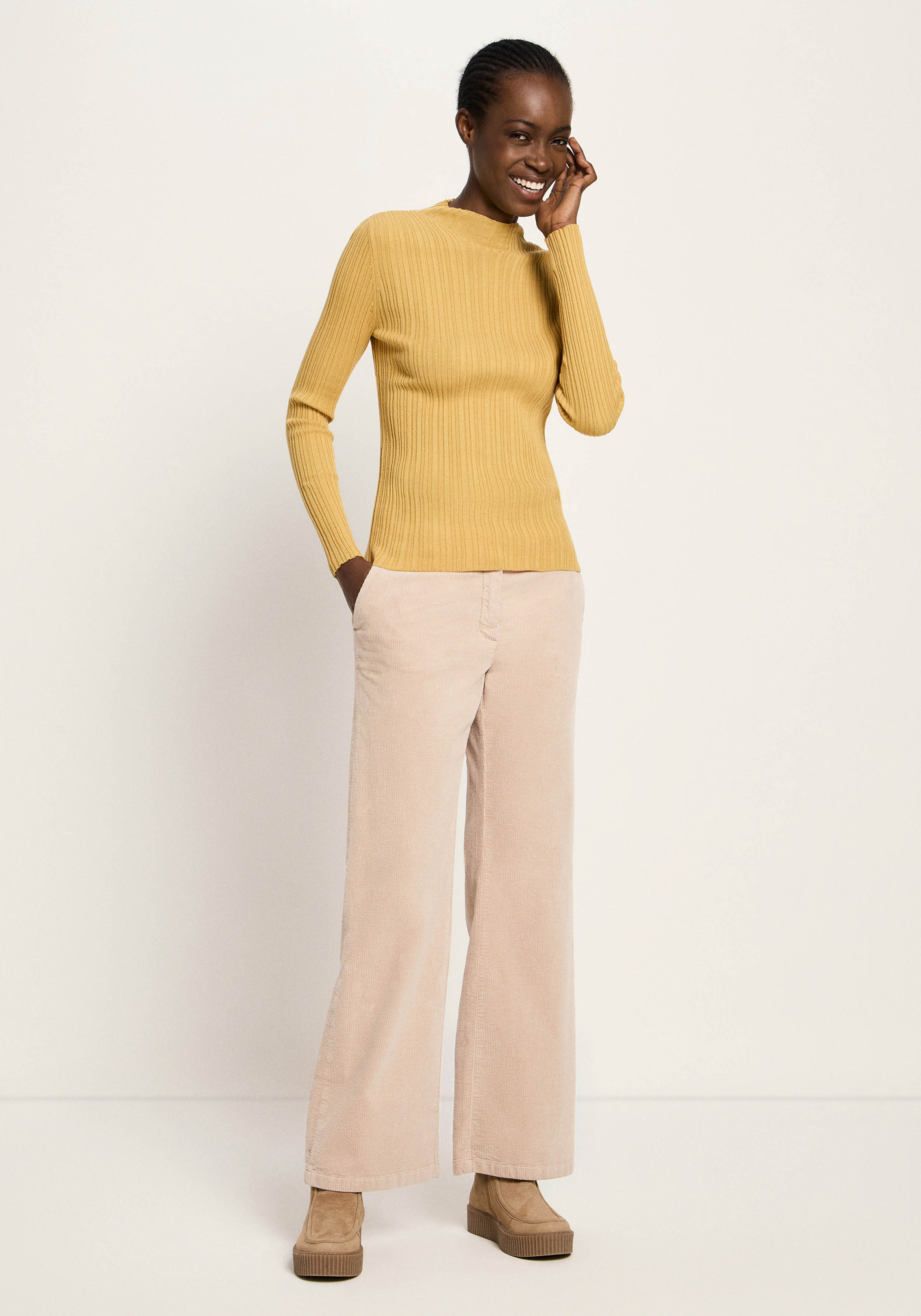 Lanius Rippenstrick-Pullover Honey