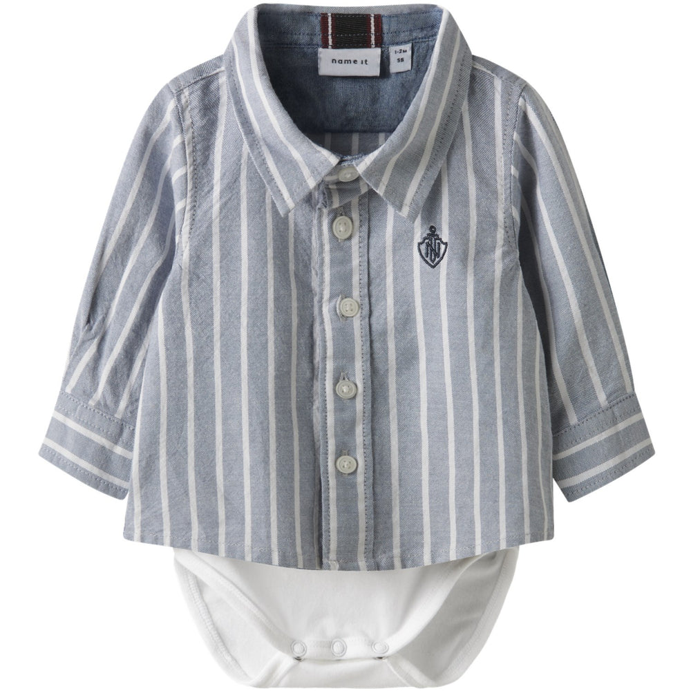 Køb Name It Flint Stone Thin Stripe - Bright White Nbmrekid Shirtbody