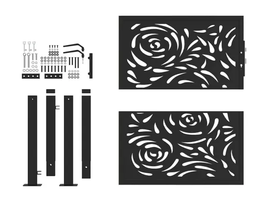 Portail de jardin noir 105x106 cm acier conception de flamme