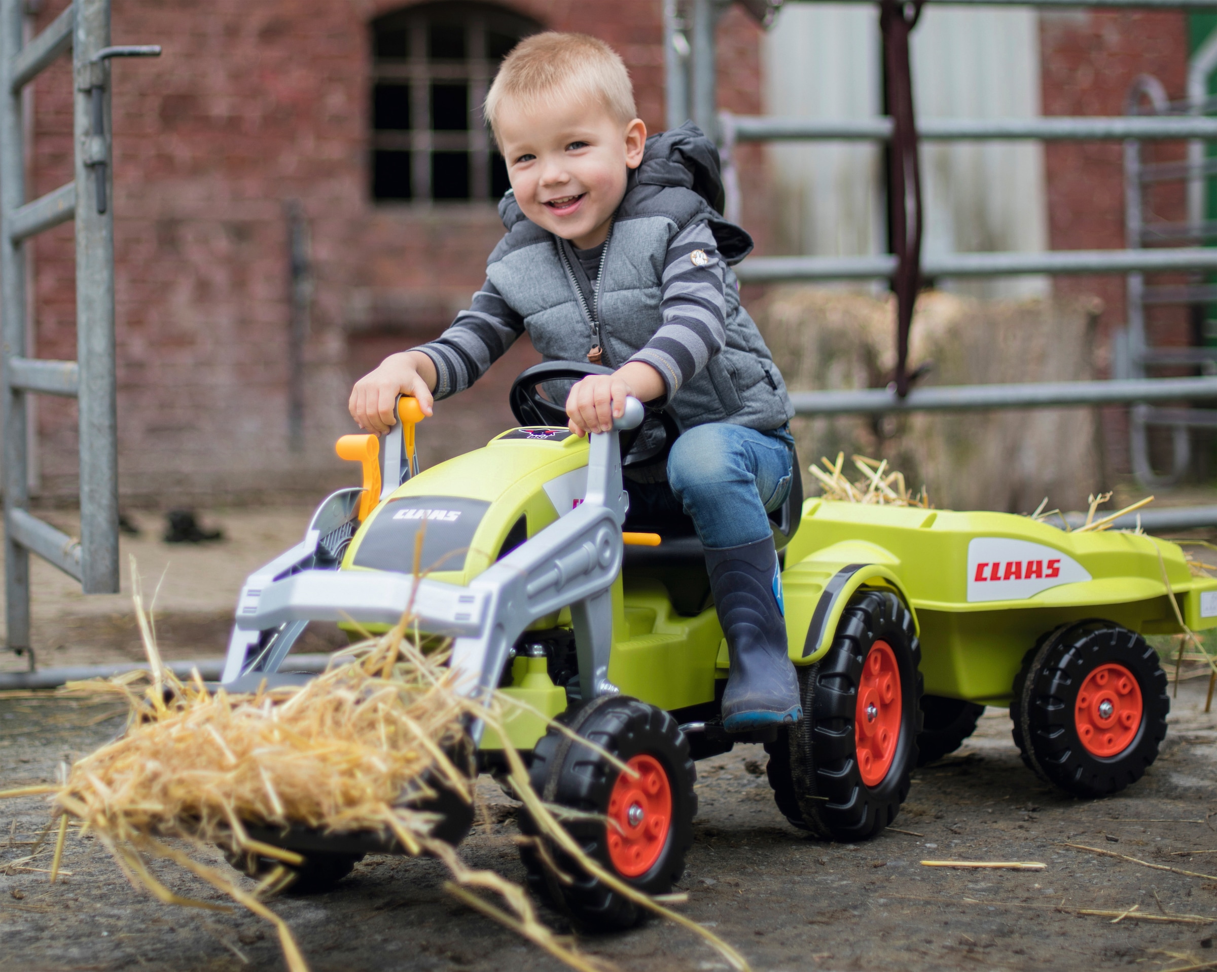 BIG Trettraktor »Claas Celtis Loader« BxTxH: 46x169x54 cm, mit Trailer