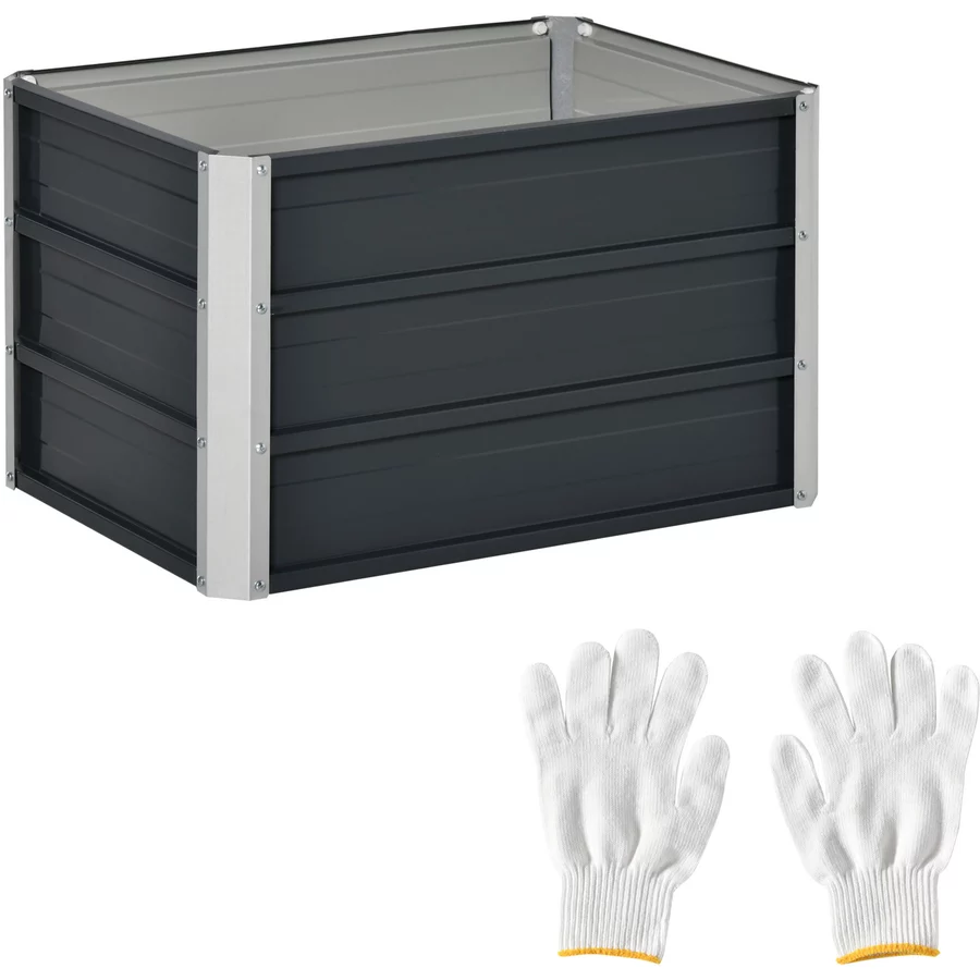 Outsunny Gartenbeet inklusive Gartenhandschuhen grau