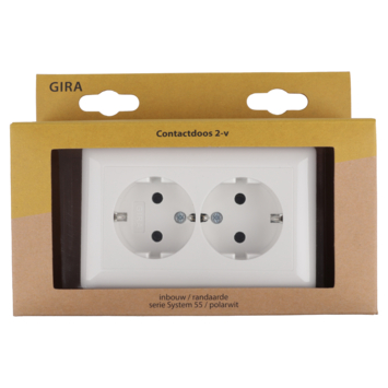 Gira ST55 Inbouw Dubbel Geaard Stopcontact Wit