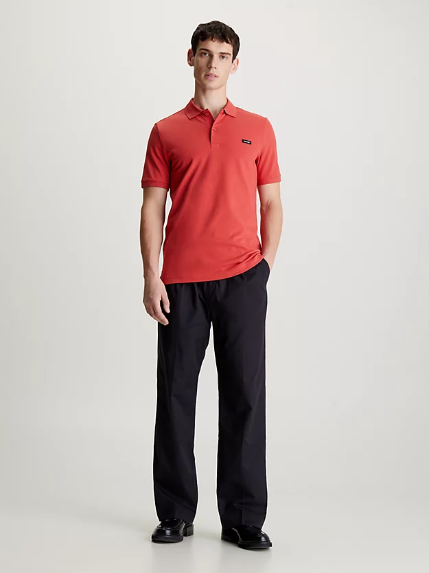 Camisa polo de corte justo com gola elástica em piqué