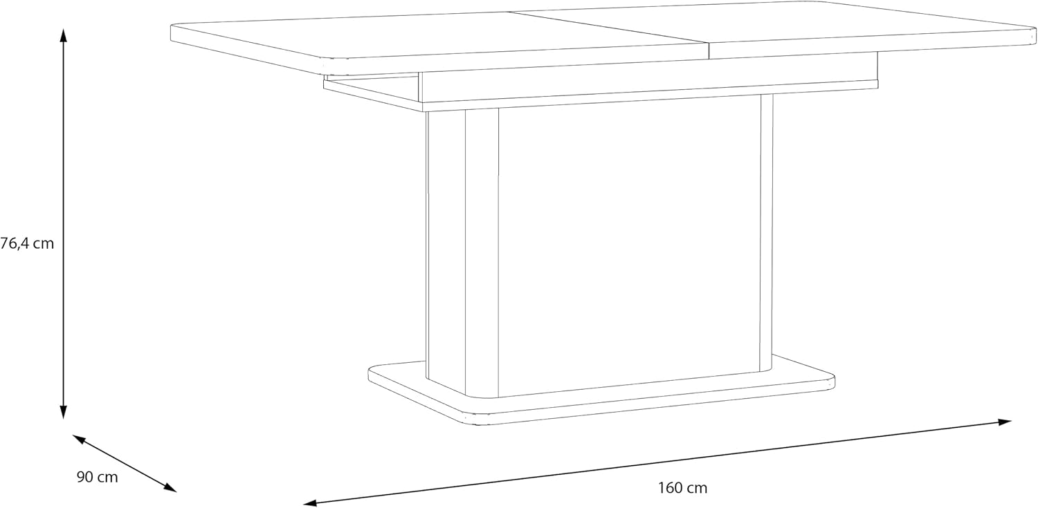 Forte LACETTI Esstisch 160, moderner, ausziehbarer Esstisch, Wohnzimmer, Esszimmer, Kaschmir| Beige mit Valencia Eiche Holzdekor, 160 (200) cm breit x 76,4 cm hoch x 90 cm tief