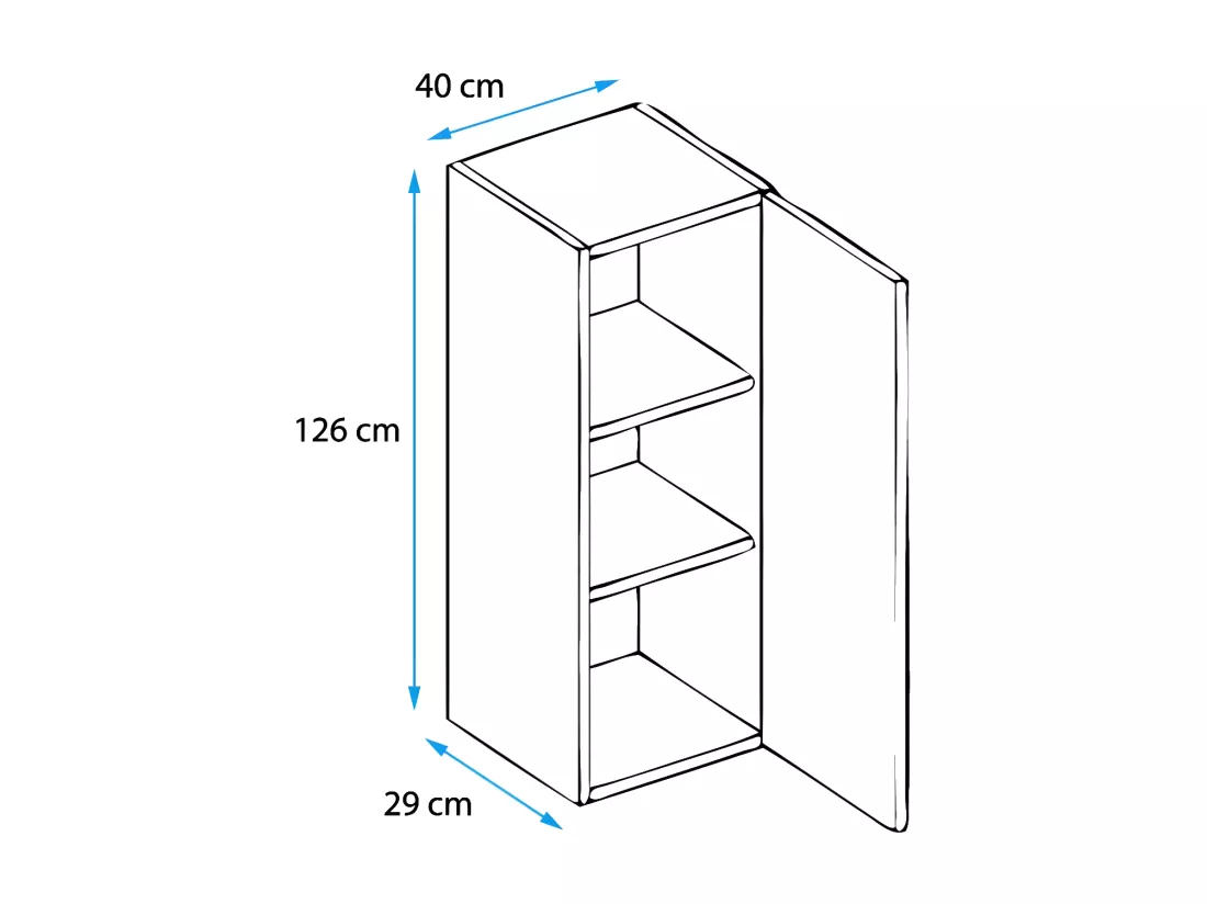Vitrine suspendue pour Salon Salle à manger en Noir avec LED 40x29x126cm Nora V2