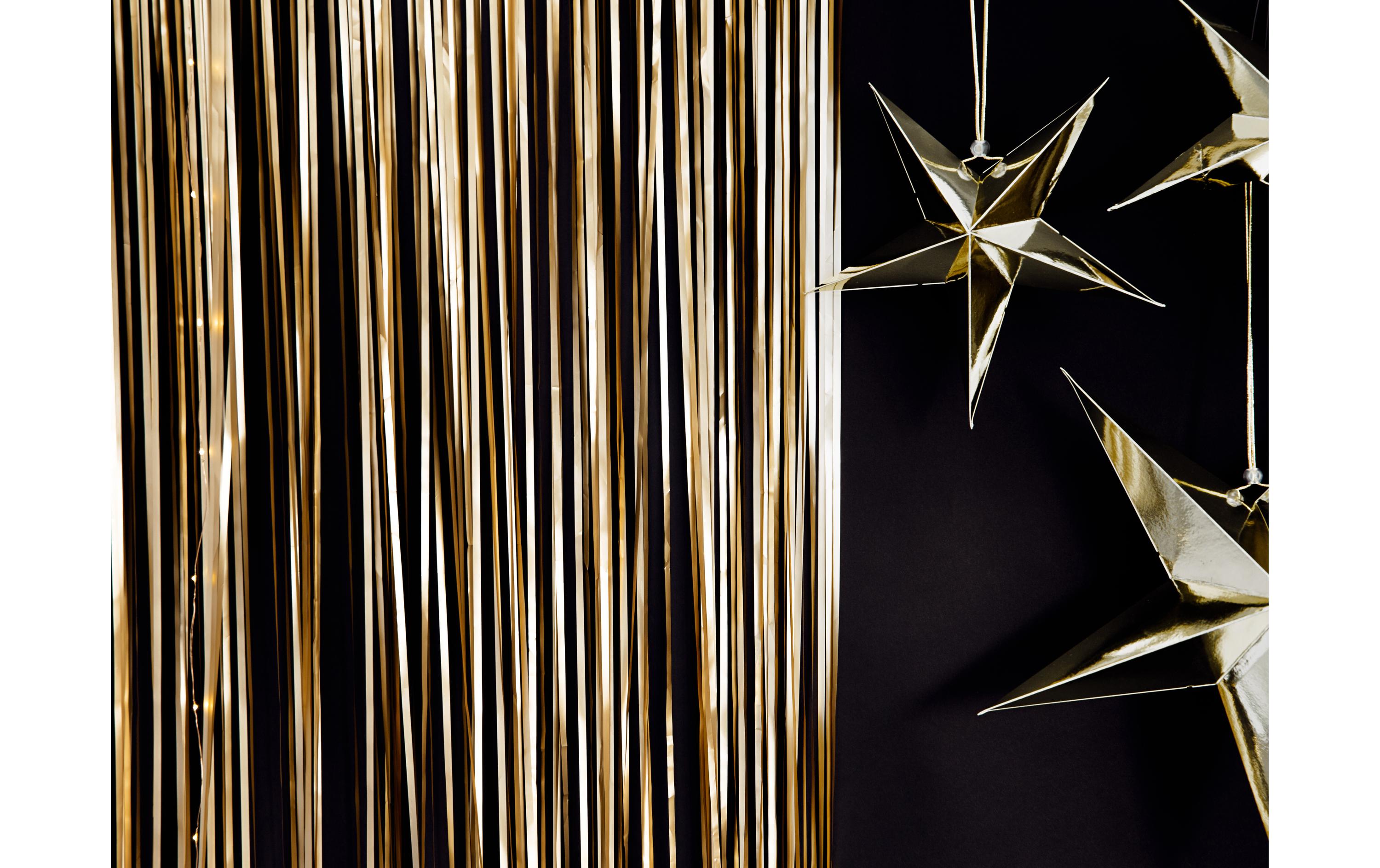 Partyaccessoire Vorhang 90 x 250 cm, Gold-MetallicLametta Vorhang für Geburtstage und andere Feste