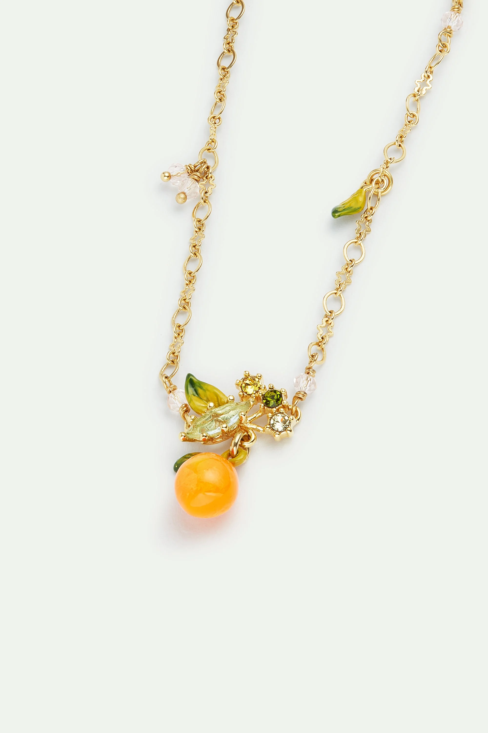 Bracelet fin orange et petites feuilles | Orange