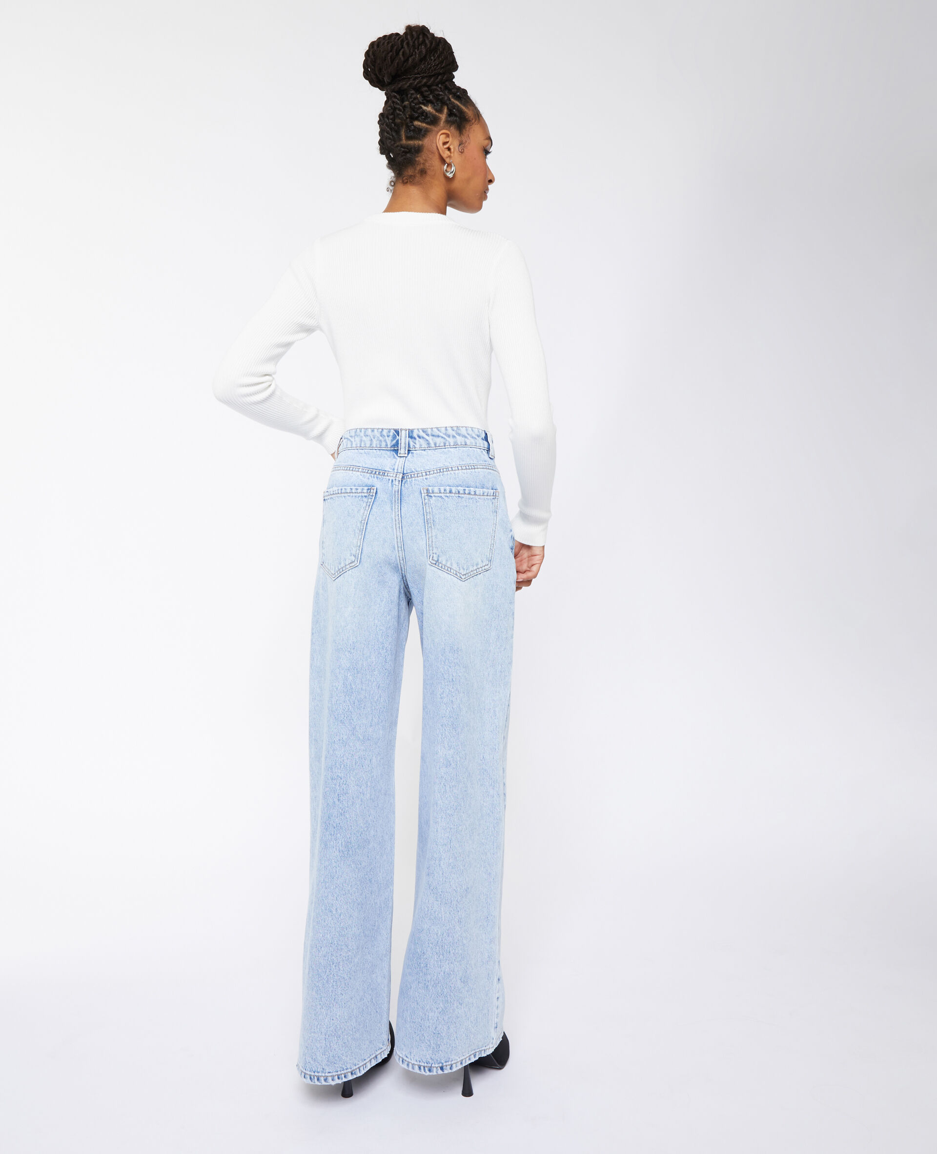 Jean wide taille haute - Bleu