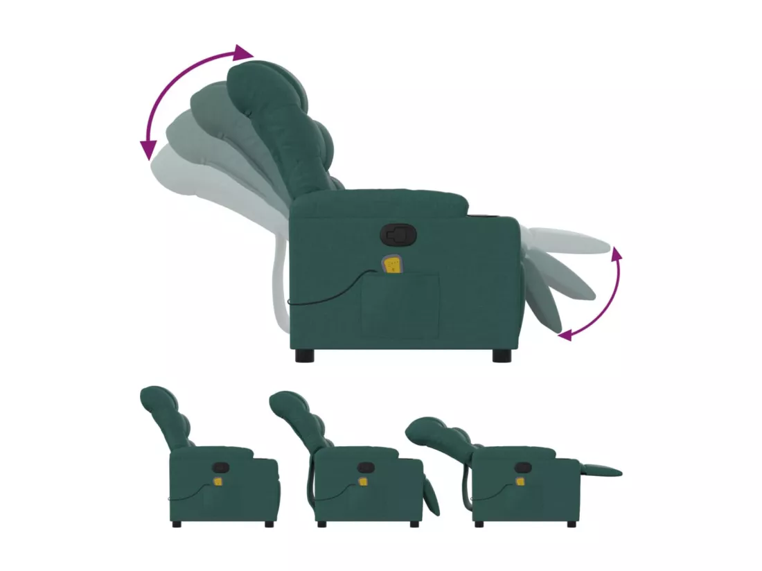 Fauteuil massant inclinable Vert foncé Tissu