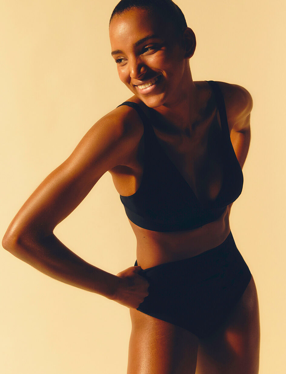 Culotte de bain taille haute - noir