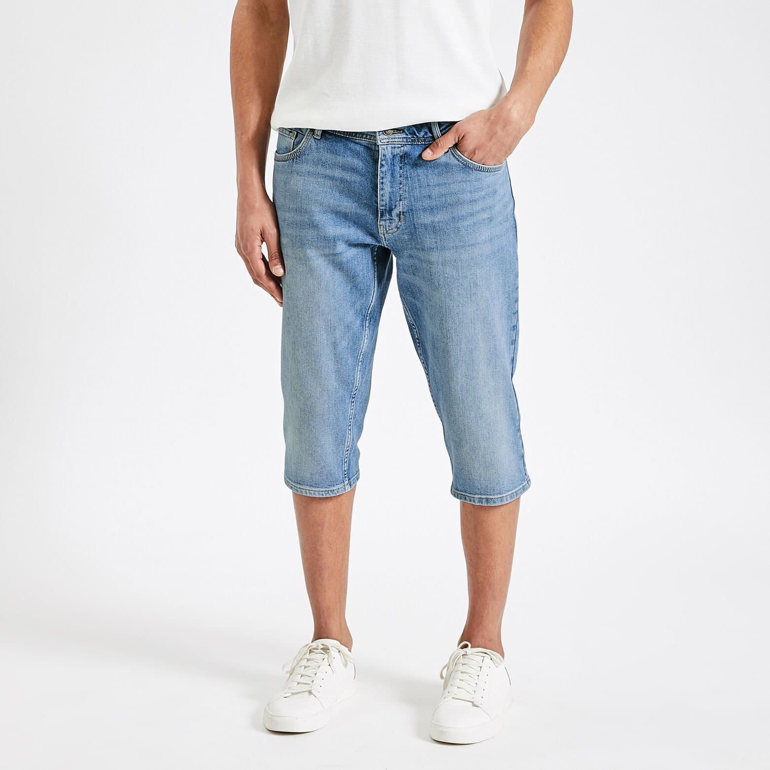 Pantacourt en jean Bleu moyen