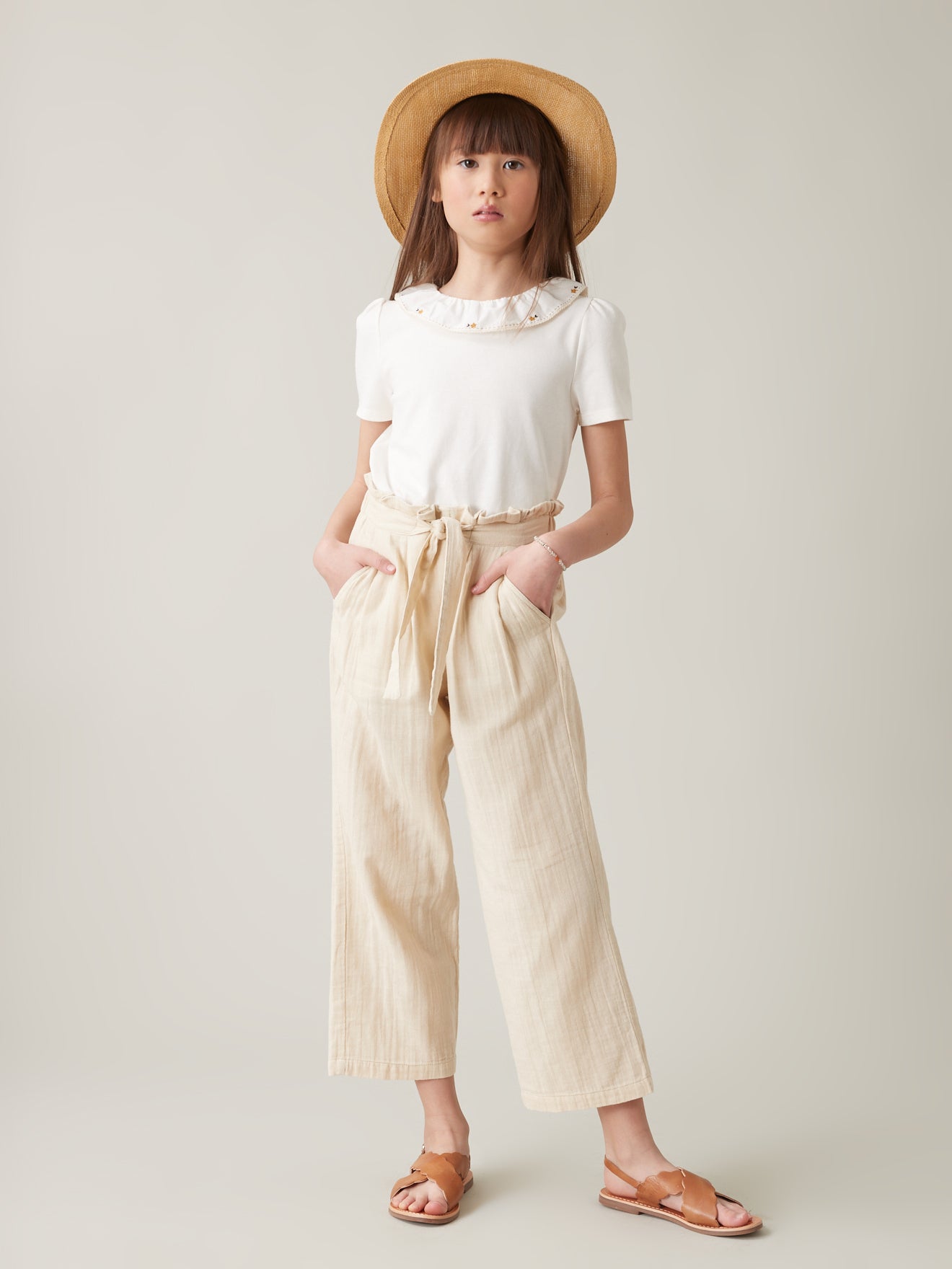 Pantalon en gaze de coton Fille