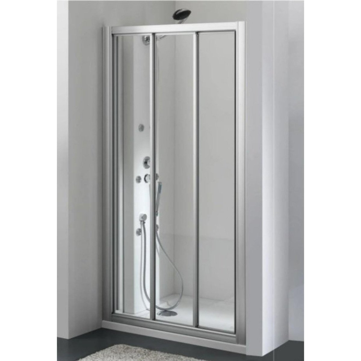 Plieger Economy schuifdeur 3-delig 2.2mm acryl 88/94x185cm aluminium