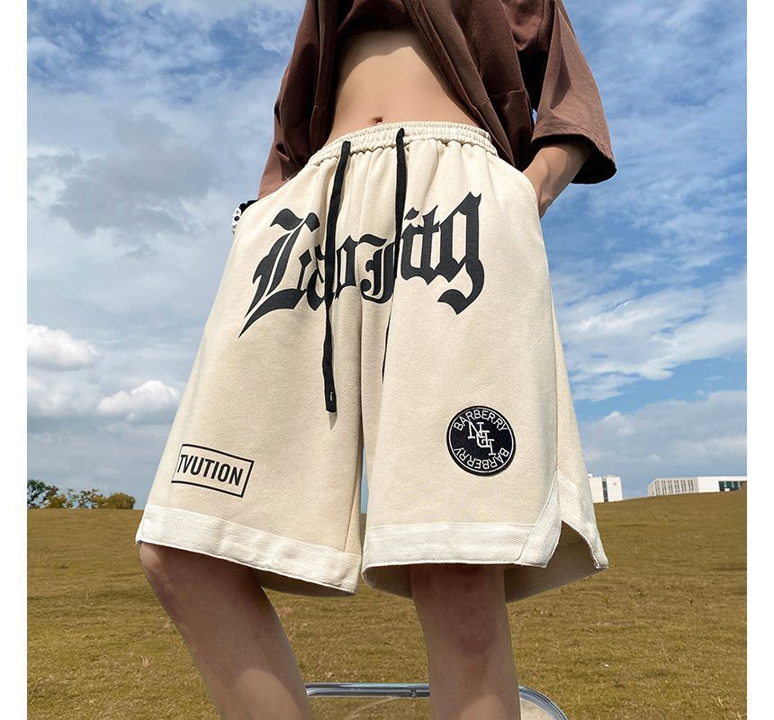 Koiyua - Lage taille shorts met trekkoord en letters