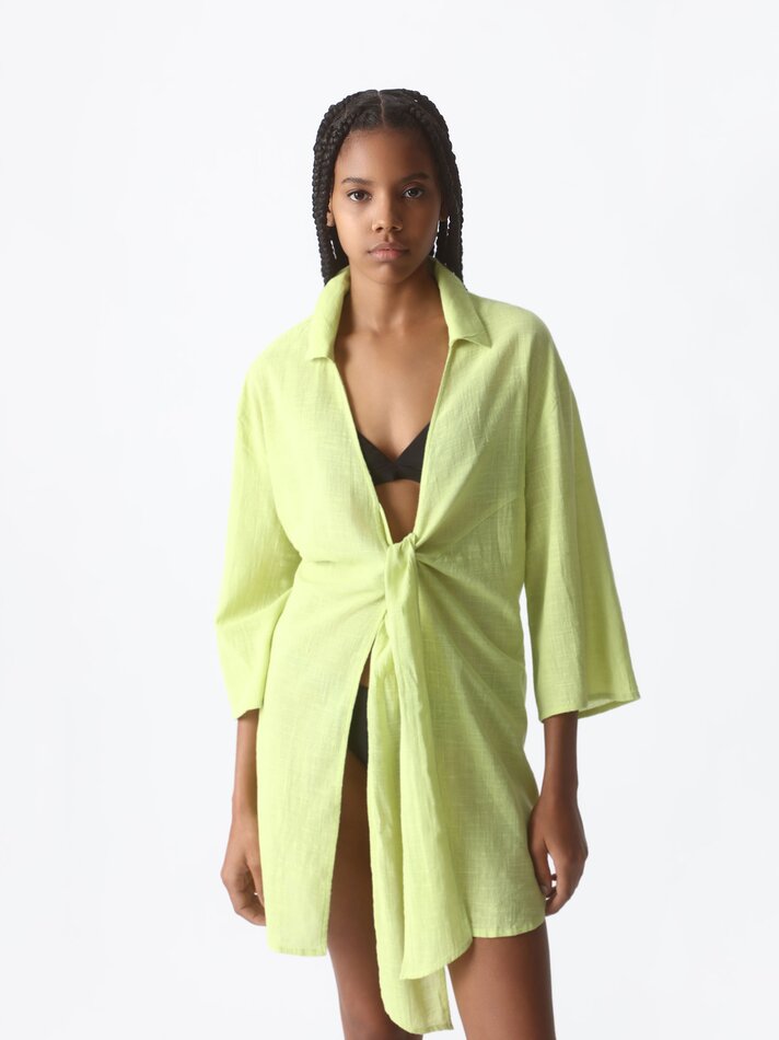 Caftan com nó frontal - Verde