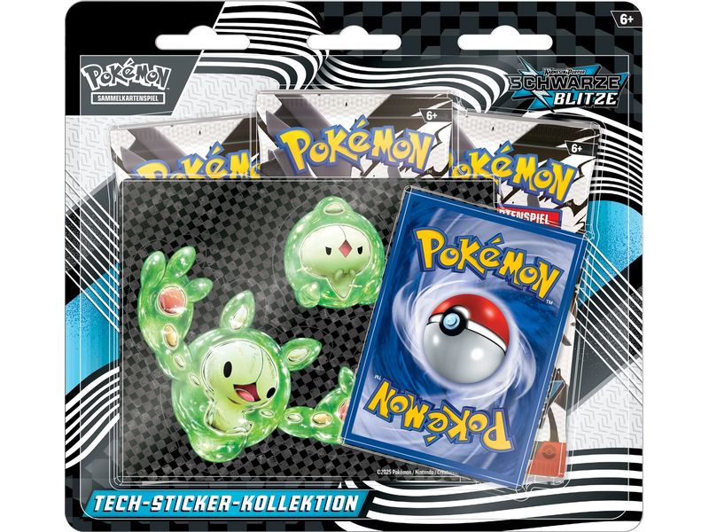 The Pokémon Company Schwarze Blitze Tech-Sticker-Kollektion Box mit Stickern und Boostern zu Pokémon