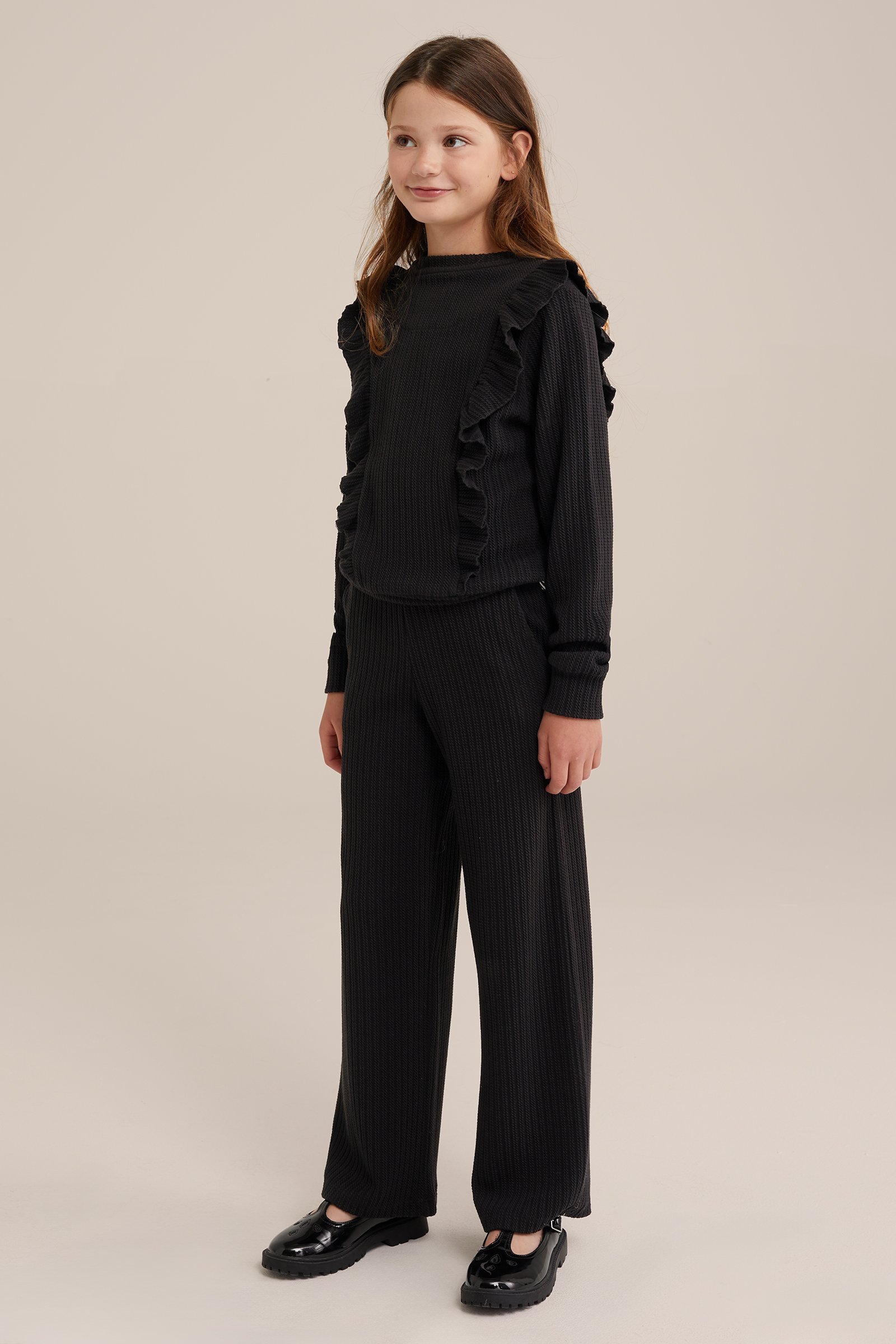 Meisjes sweater met structuur WE Fashion Zwart