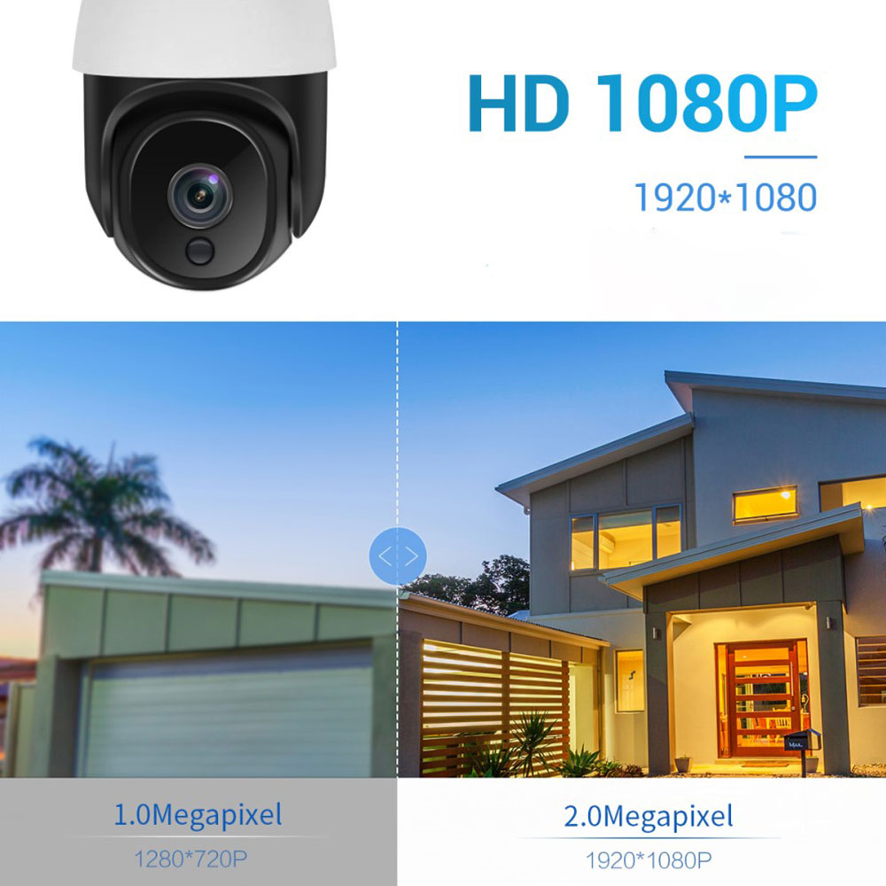 WiFi IP Kamera 2MP 1080p mit Zwei Wege Audio / Micro SD / Scheinwerfern (1500 Lumen) und Wandhalterung für iOS/Android (IP66) - Weiss