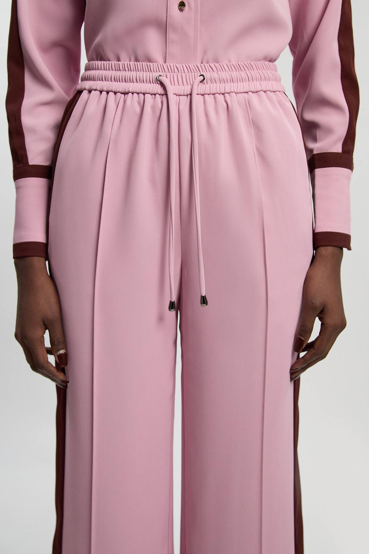 KarenMillen Pantalon Large en Sergé Contrasté Tissé