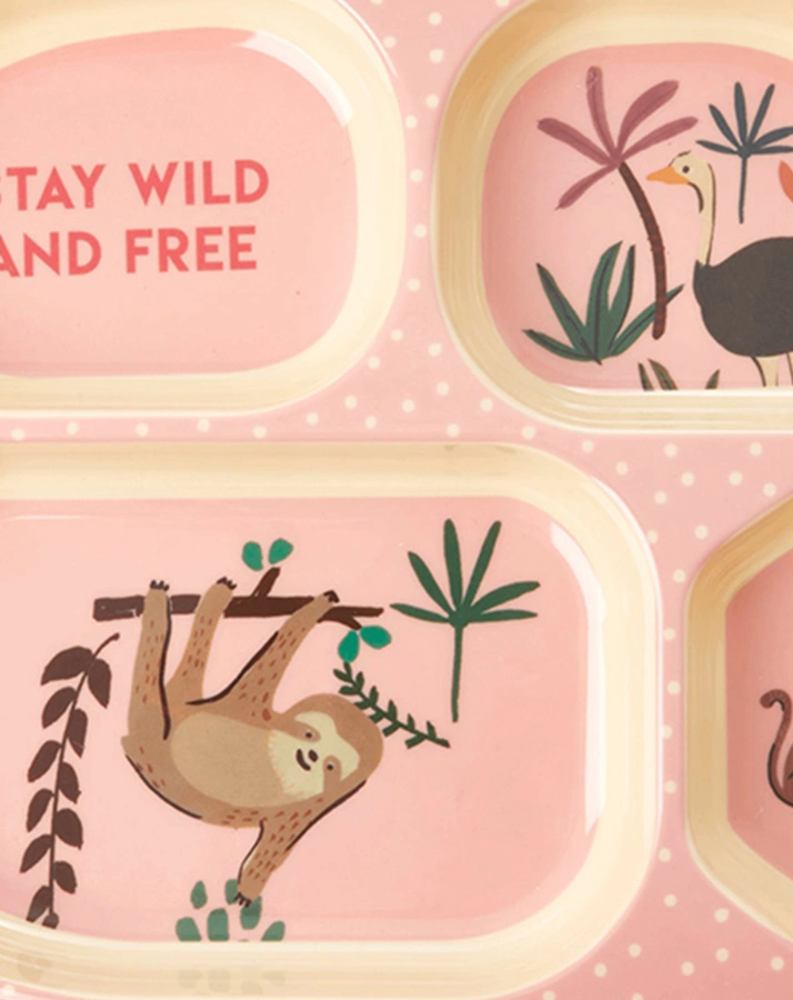 Melamin-Geschirrset JUNGLE ANIMALS 4-teilig in rosa
