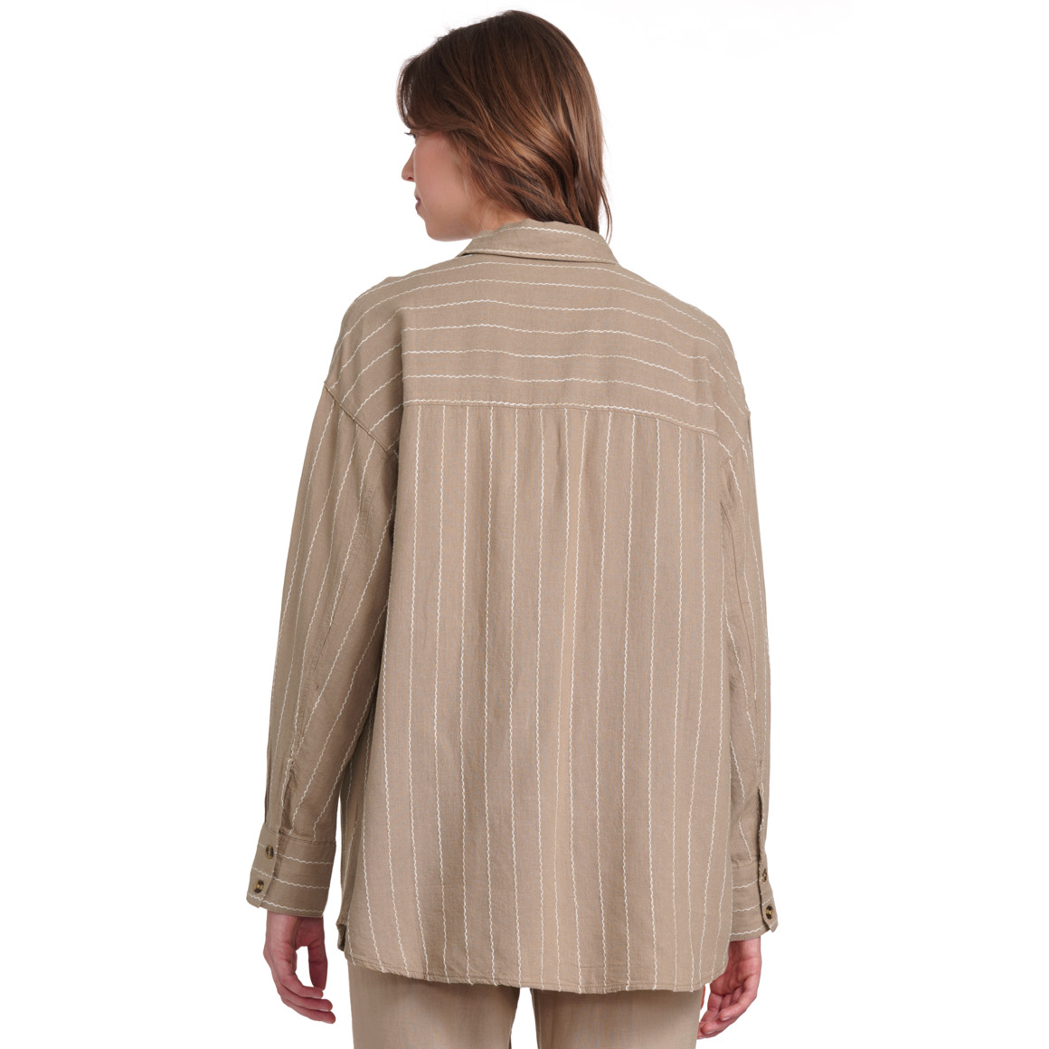 Gina Collection Damen Leinen-Bluse mit Streifen beige
