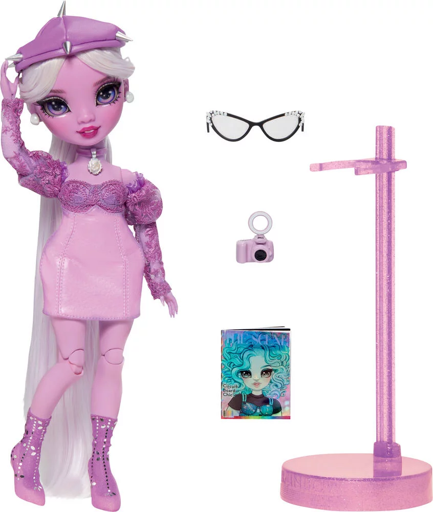 SHADOW HIGH - POUPEE MANNEQUIN 27 CM LAVENDER LYNNE VIOLET AVEC COMPAGNON ET ACCESSOIRES