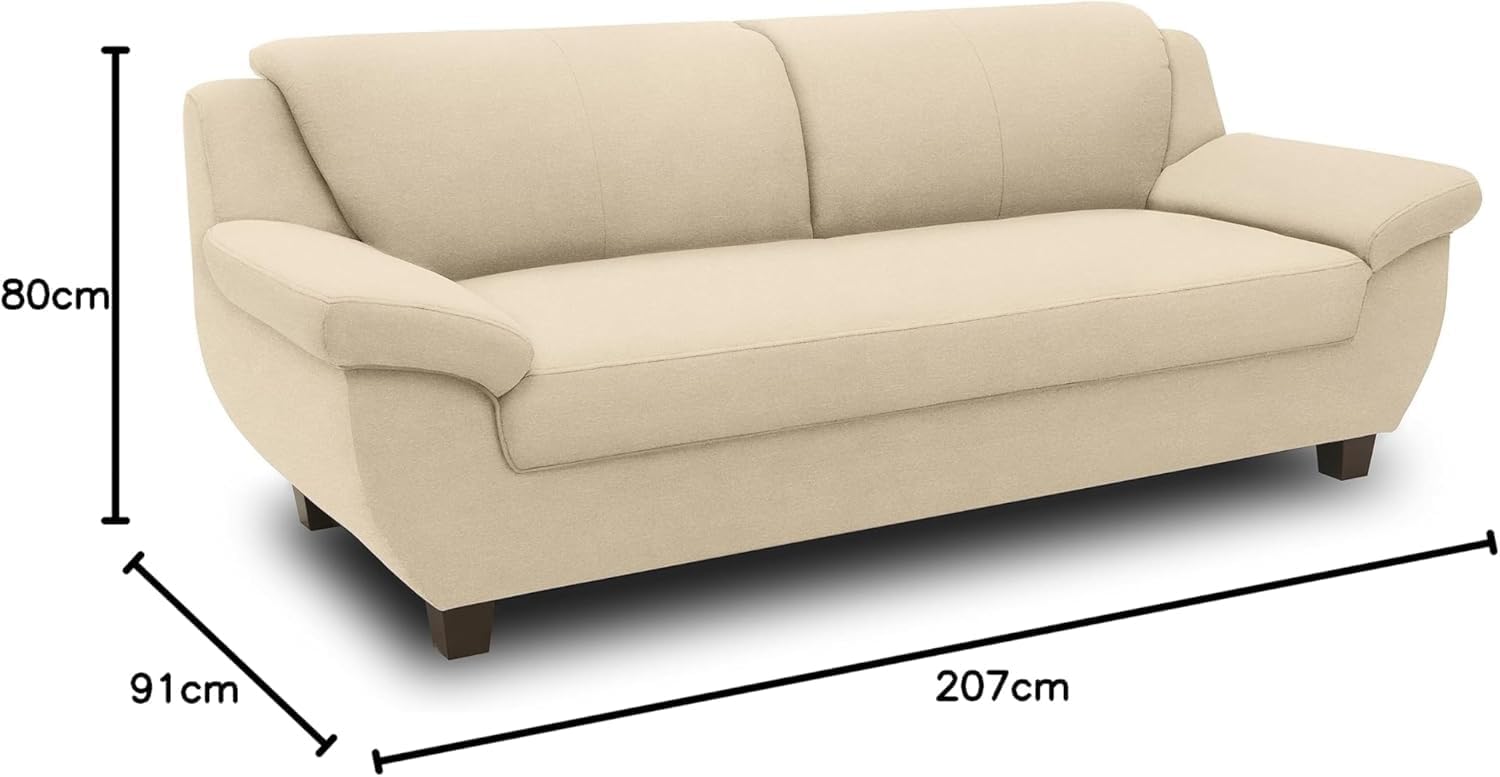 DOMO. collection Panama 3 Sitzer, Sofa, 3er Couch, Garnitur, 3-2-1, beige, 207 cm