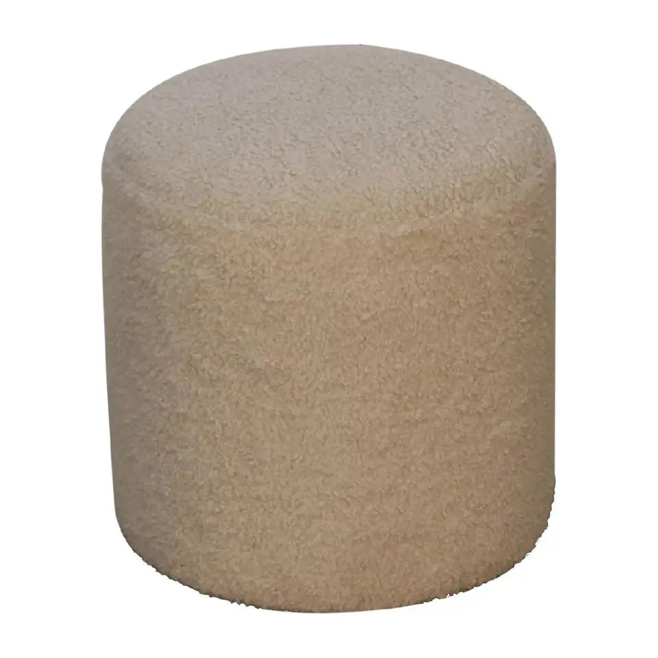Bekleed Boucle Crème Ronde Poef