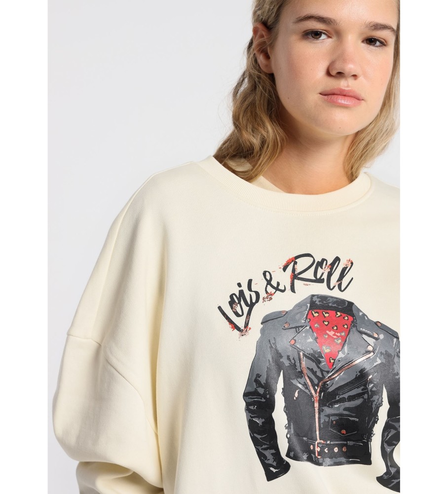 Moletom Lois Lois & Roll com ombros caídos, bege