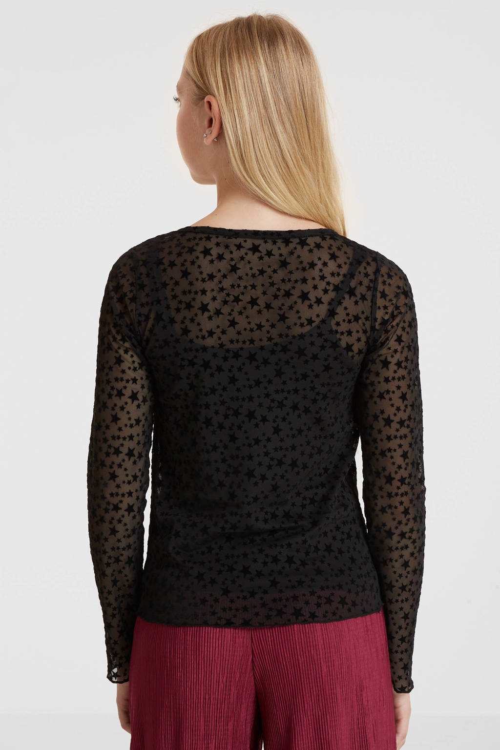 anytime mesh top met sterren zwart