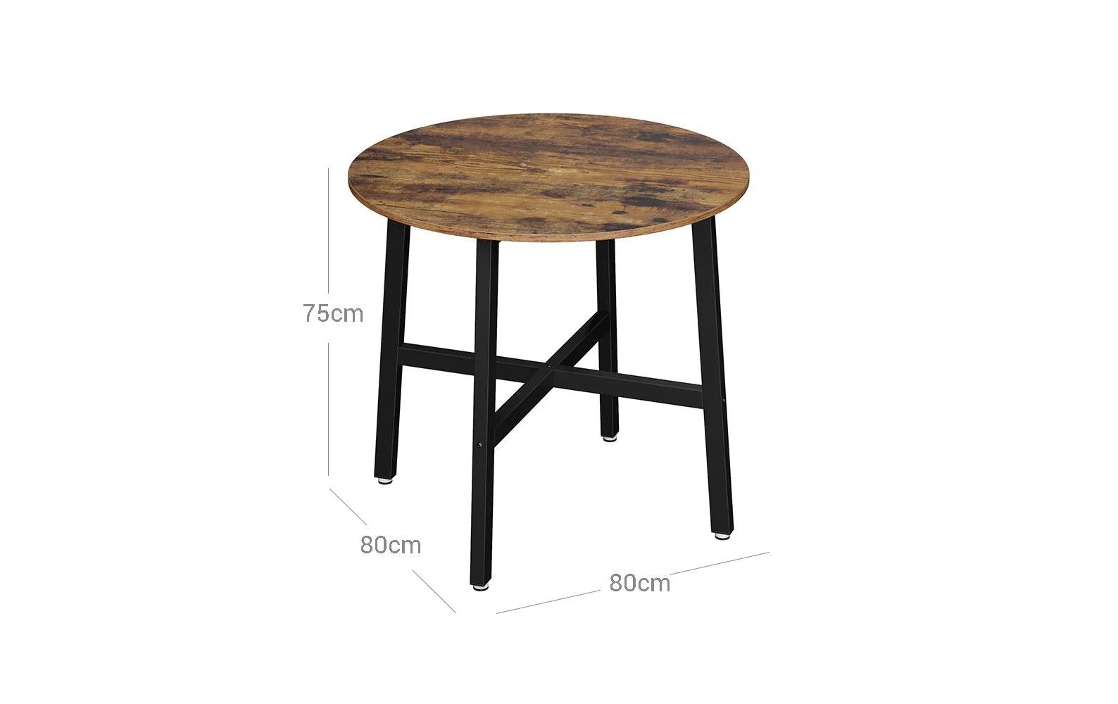 Tisch rund 80 x 75 cm, Braun/Schwarz<br>Küchentisch