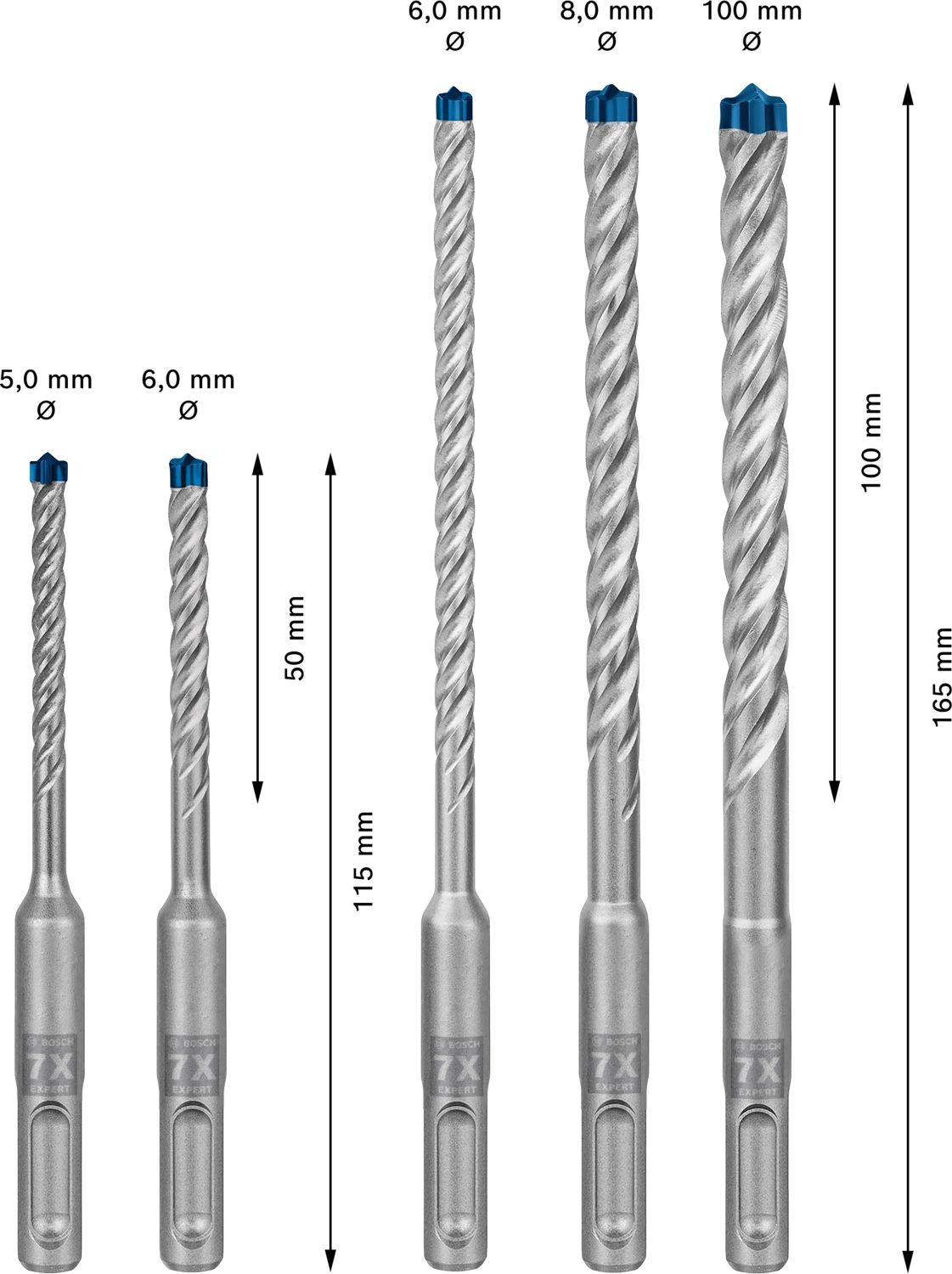 Bosch 2608900197 EXPERT 5-delige SDS-Plus borenset-7X - 5/6/6/8/10mm