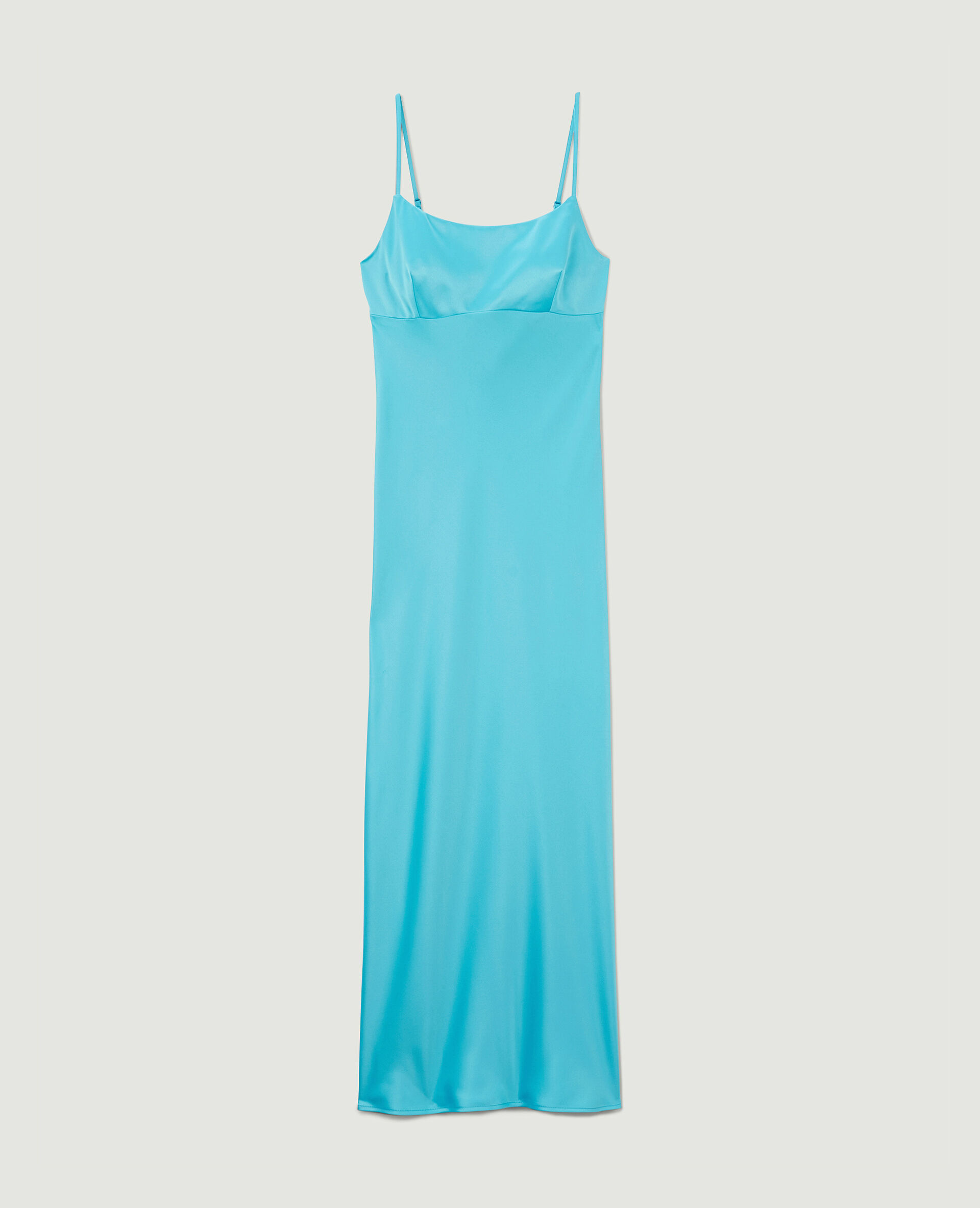 Robe longue en tissu satiné - Bleu turquoise