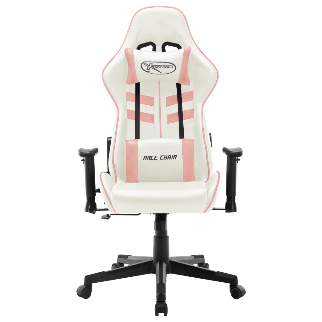 vidaXL Gaming stoel, wit en roze, kunstleer