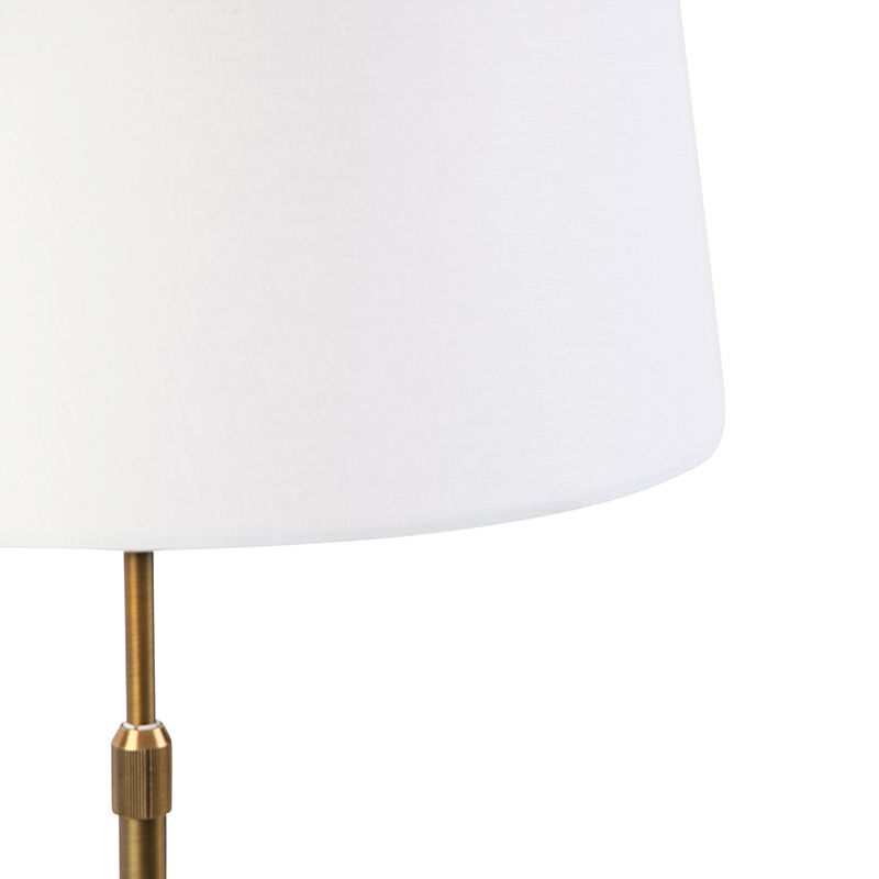 Bronze tafellamp met linnen kap wit 35cm - Parte