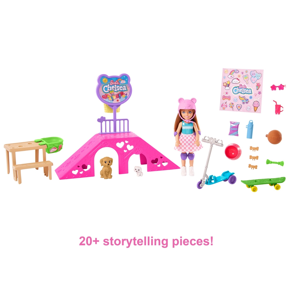 Barbie Chelsea Puppen-Skatepark-Spielset und Zubehör