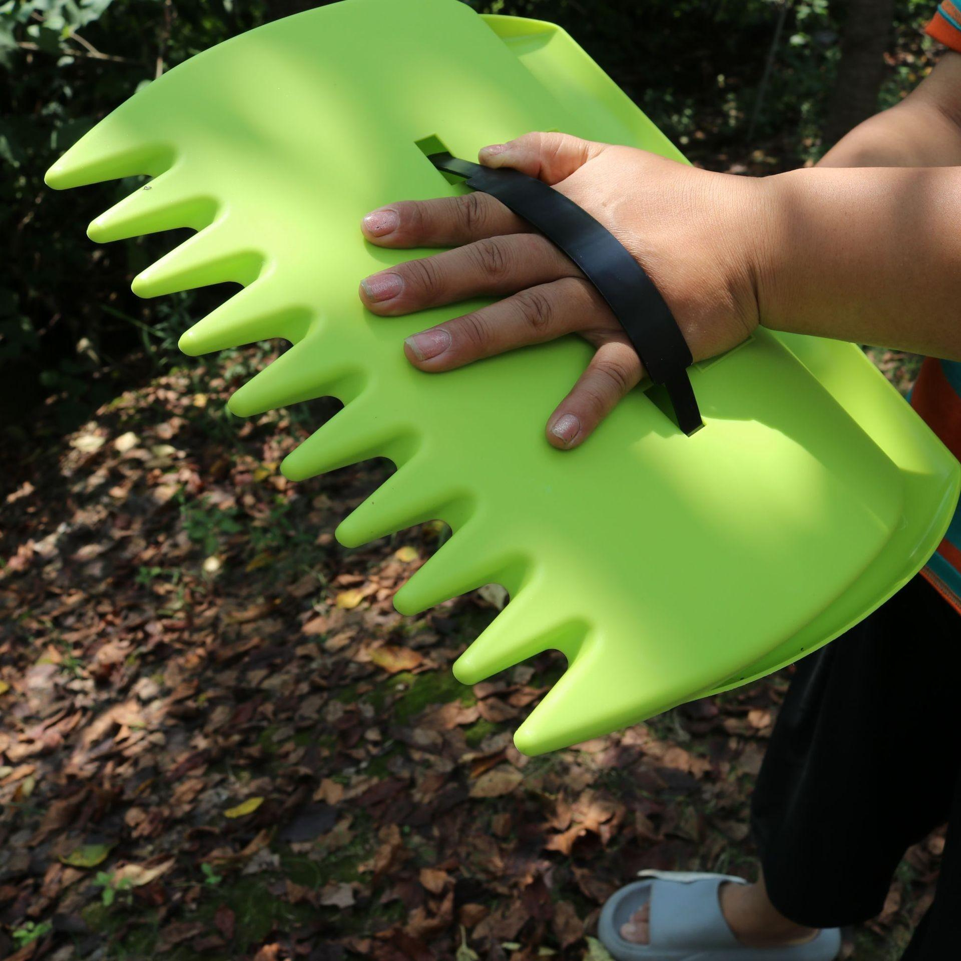 (1 Paar) 335x250mm Laub Garten Rechen Blätter Schaufel Greifwerkzeug Handrechen - Grün