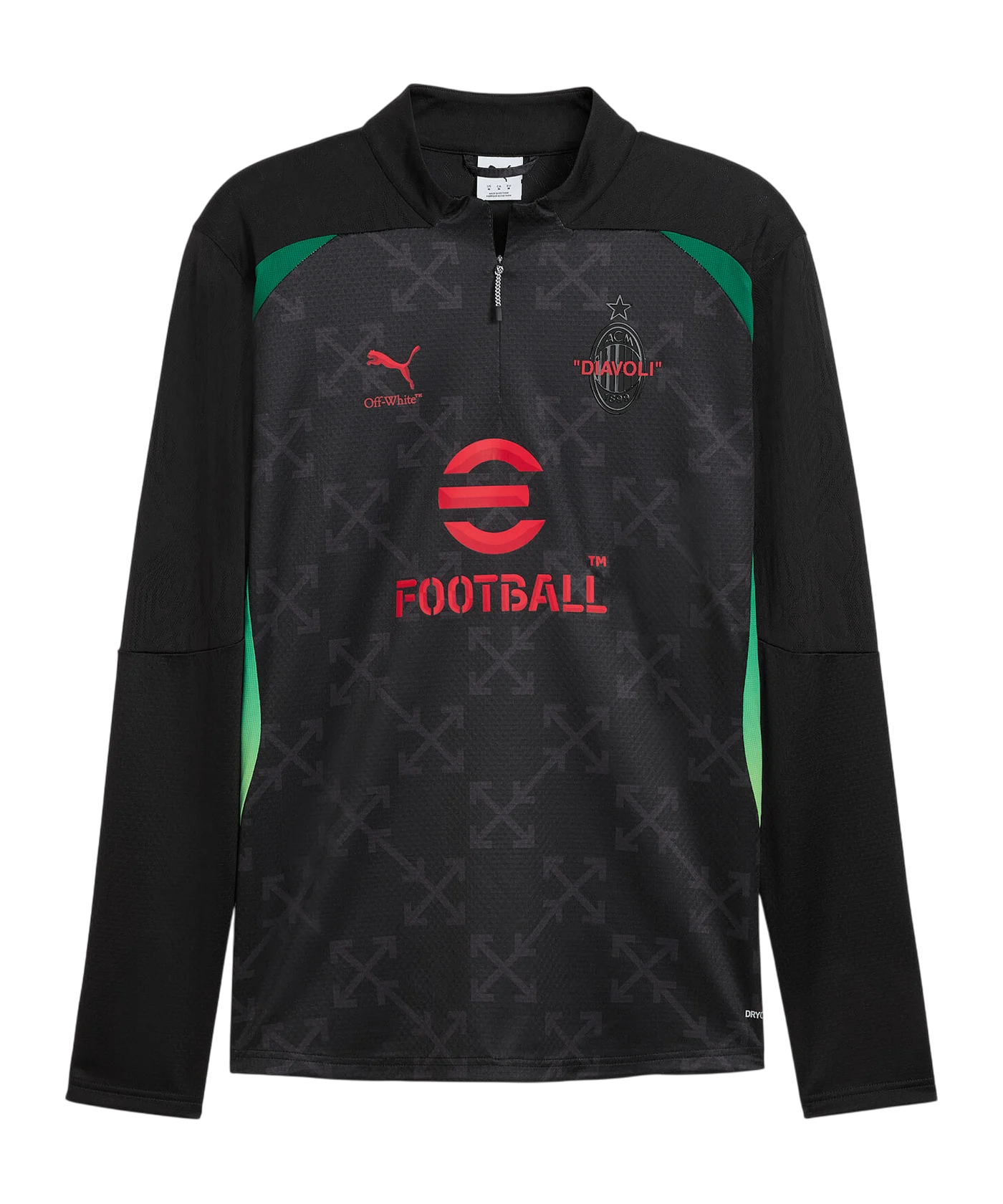 PUMA AC Mailand X Off-White 1/4 Zip Prematch Sweatshirt 2024/2025 Schwarz F04