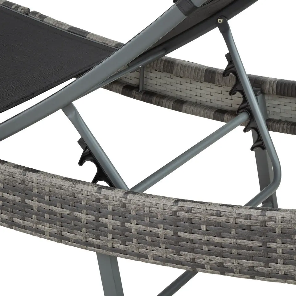 tectake Wicker ligbed Moana, Grijsgevlekt