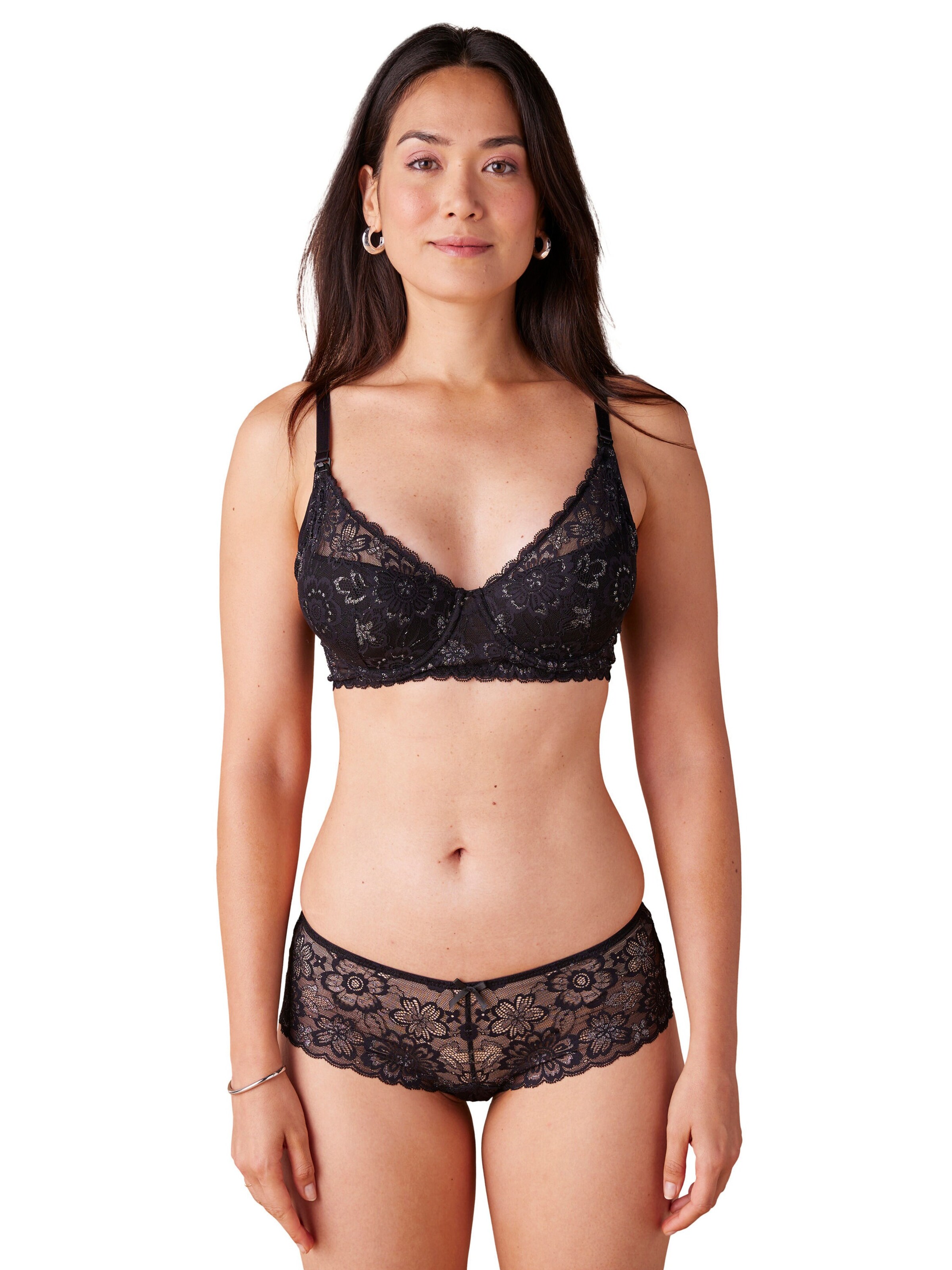 Envie de Fraise Still-Bustier mit Bügeln , schimmernde Spitze schwarz