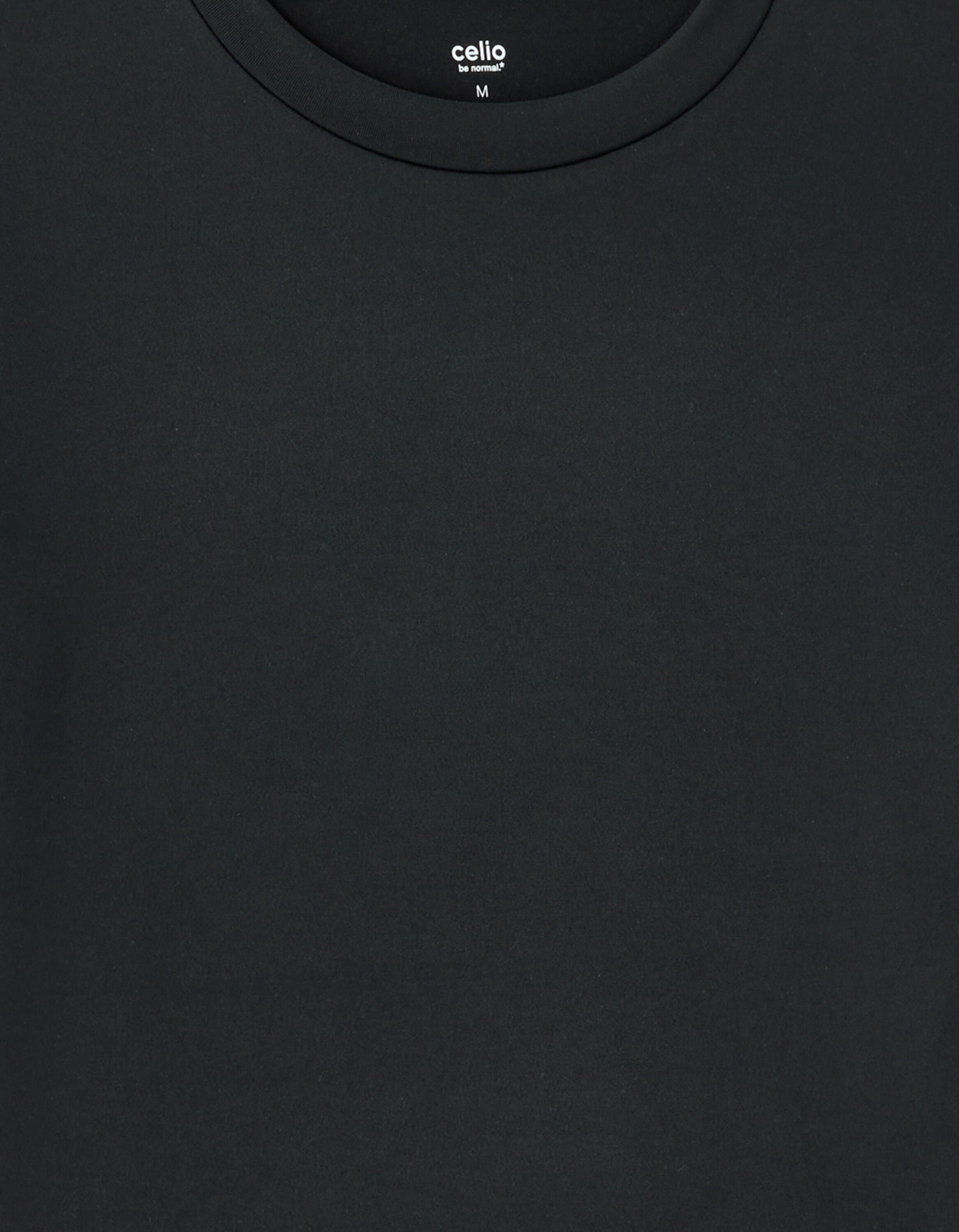 T-shirt crop moulant col rond - noir