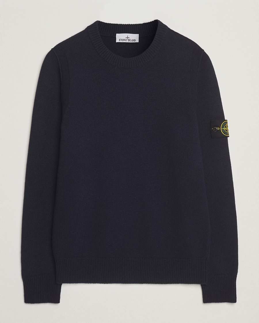 Stone Island Knitted Lambswool Crew Neck Navy