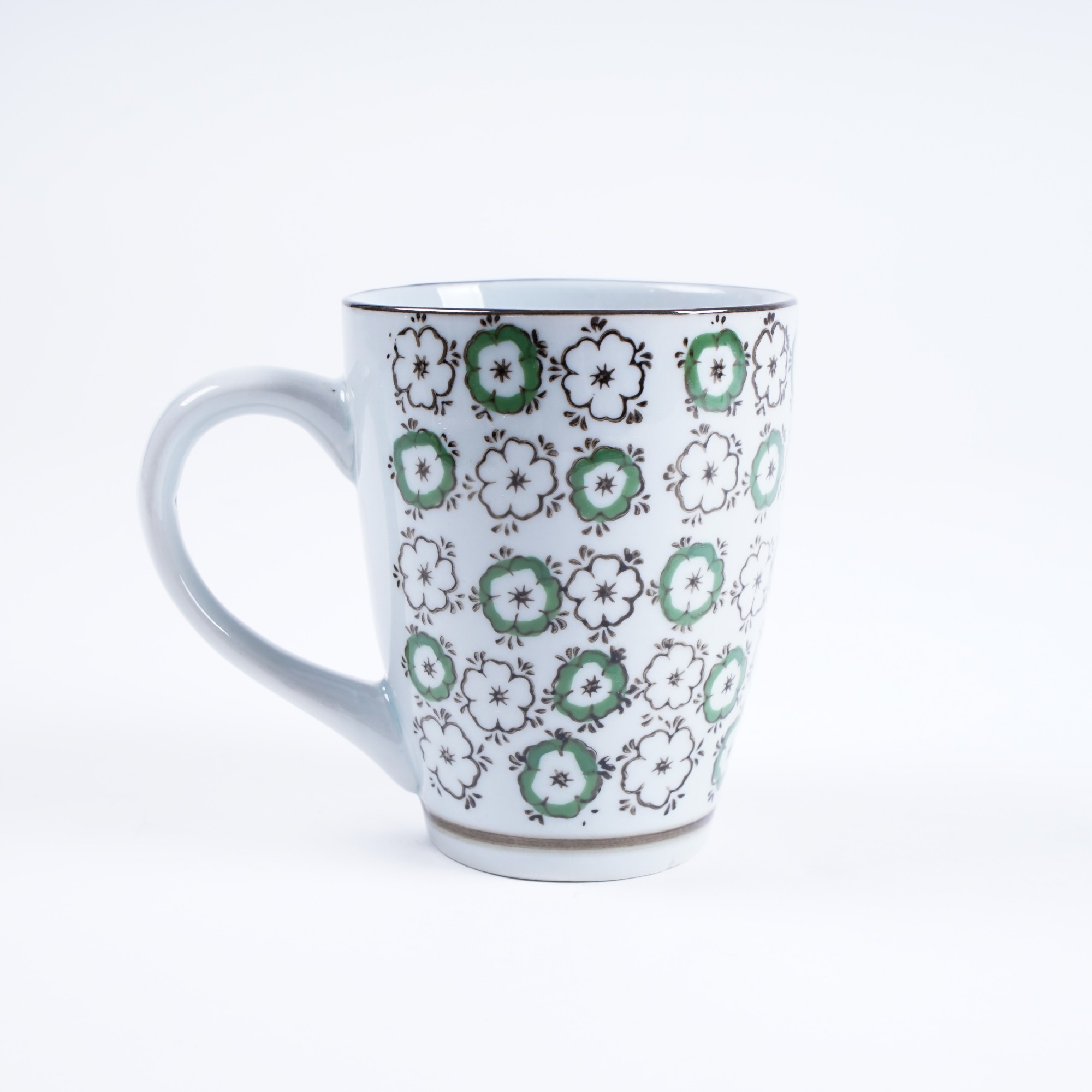 Tasse Gordes 'Grüne Blüte', weiß/grün, H 12 cm, Ø 9,5 cm zu 4,80