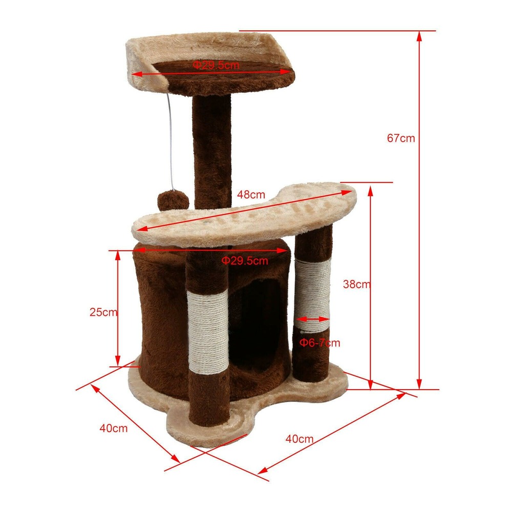 Arbre à chat hauteur 65 cm avec corde en sisal griffoir jeux marron/ beige