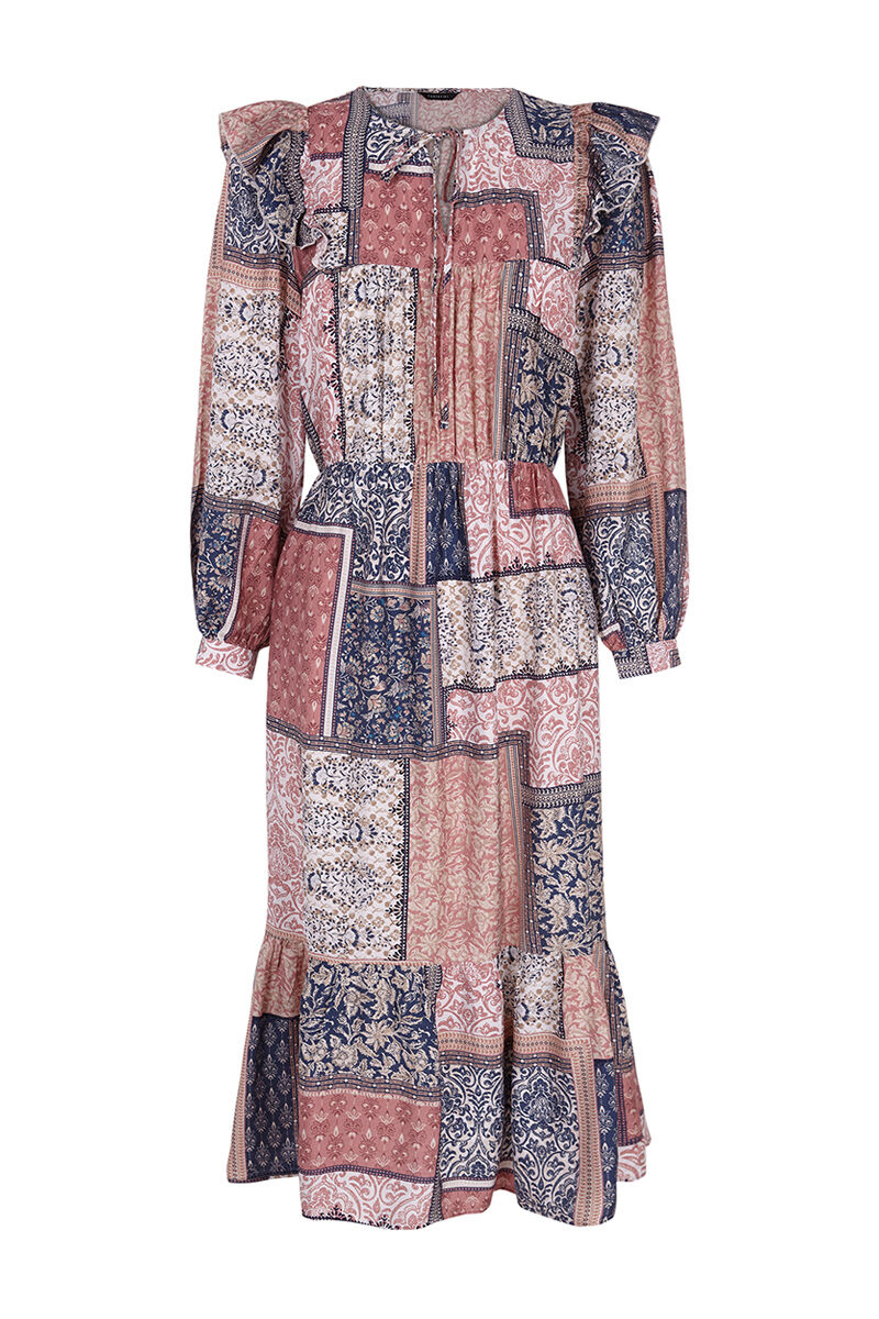 Vestido patchwork estampado - Multicolorido