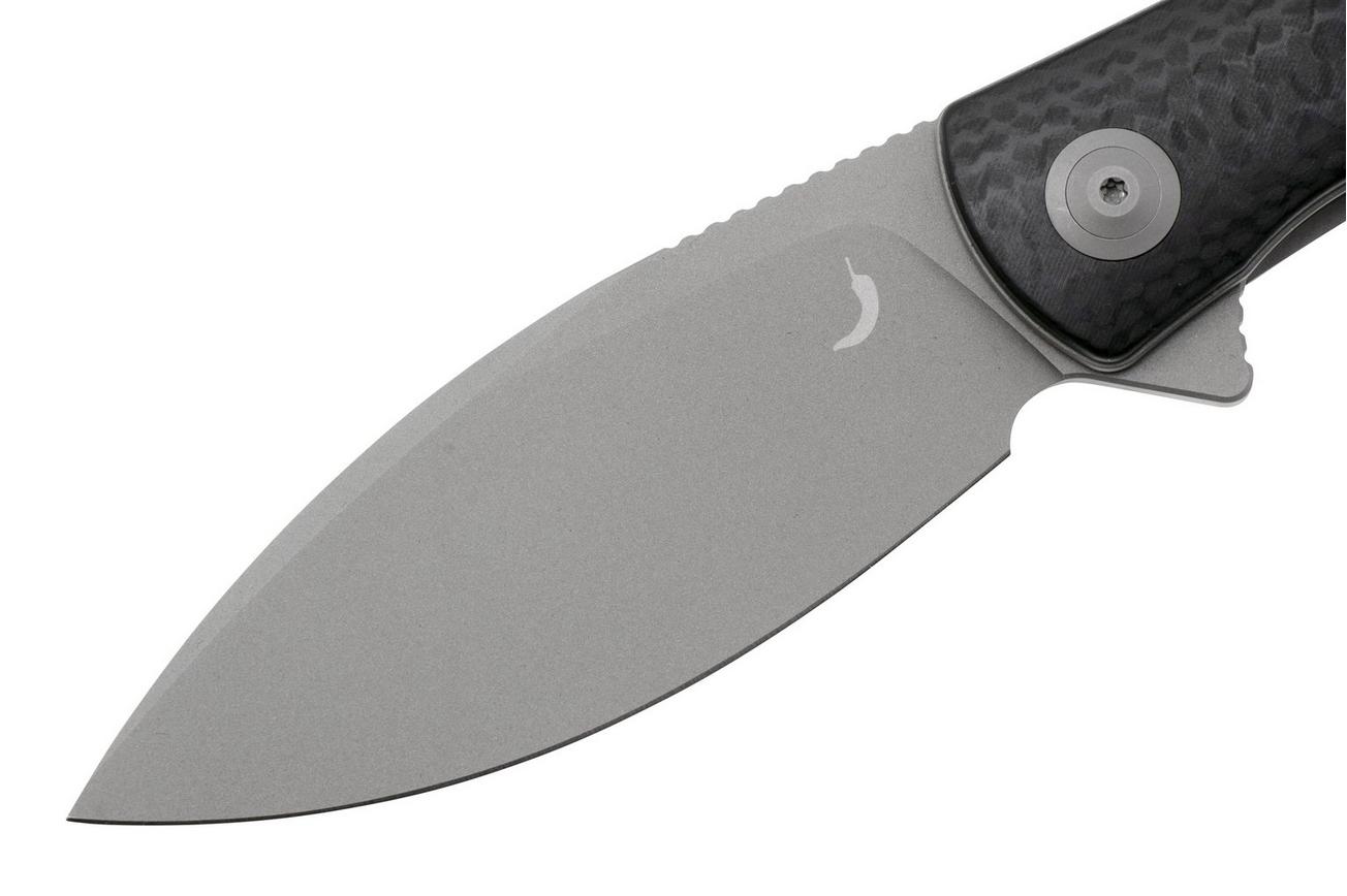 Trollsky Knives Mandu XL MT004-XL Dark Bead Blast D2, Black CarbonTex G10 zakmes